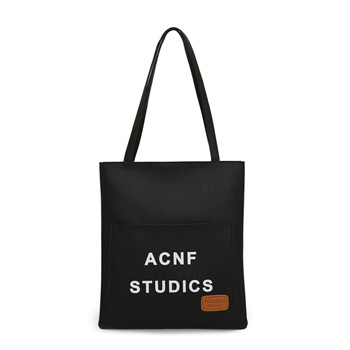 Leisure PU leather tote bag with zip & 2 big pockets